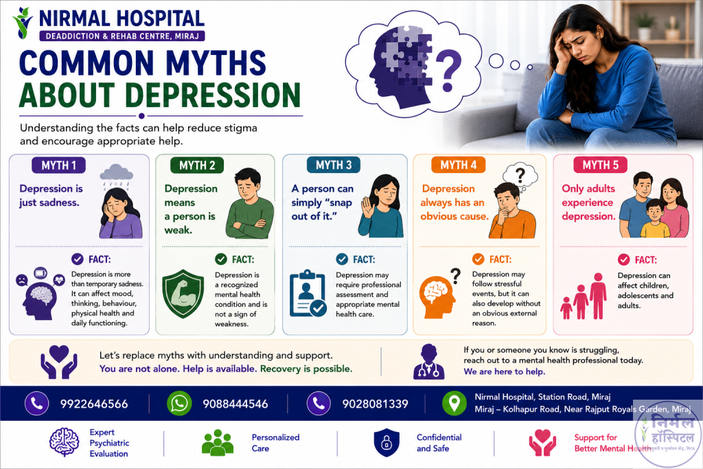 5. Depression: Symptoms, Causes, Types, Diagnosis and Mental Health Awareness Common Myths About Depression