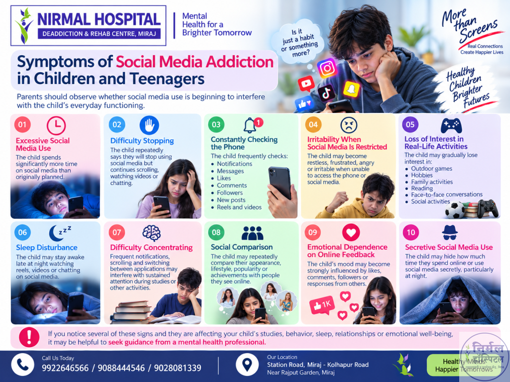Symptoms of Social Media Addiction in Children and Teenagers 