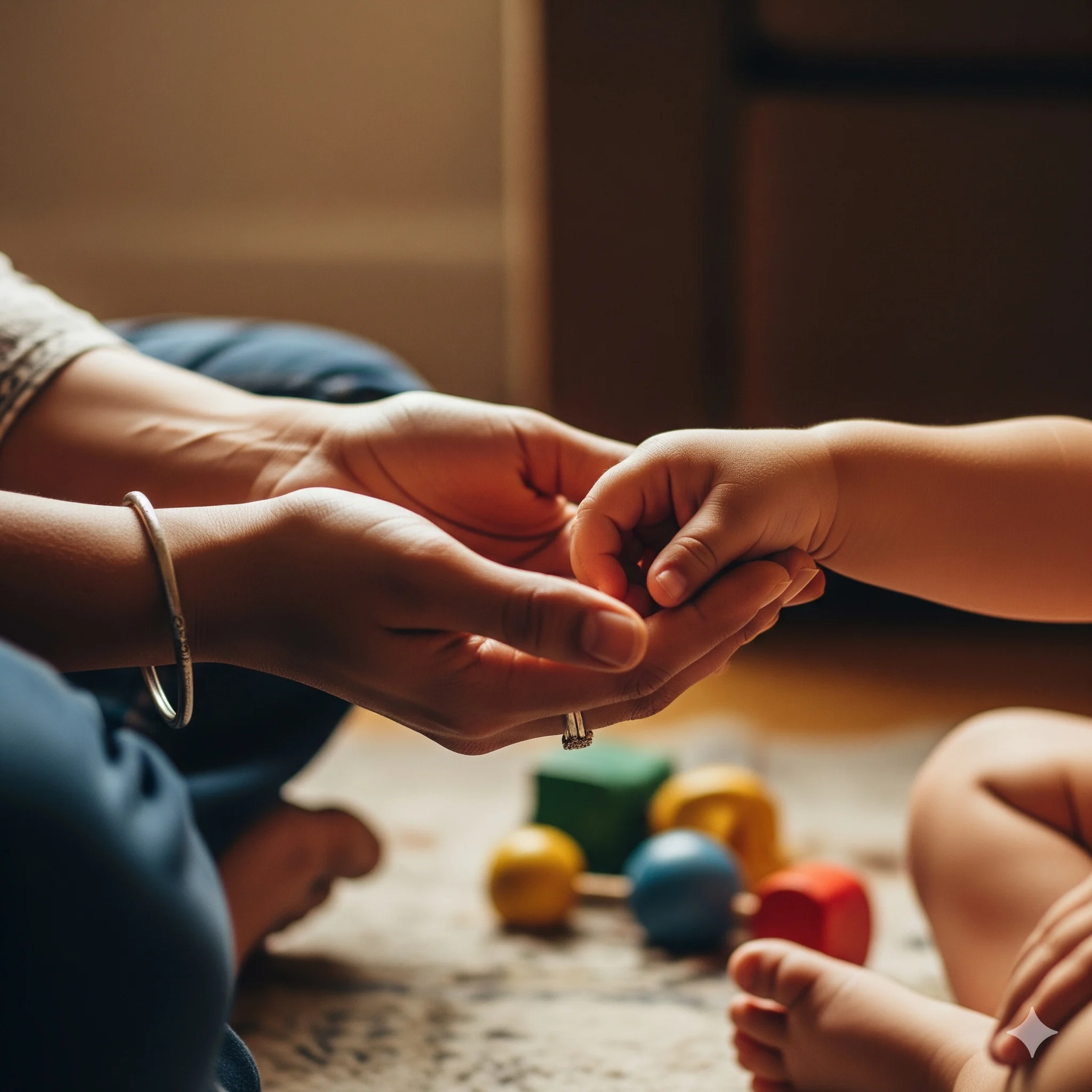 Parent and child's hands together, representing support and early intervention for autism in toddlers