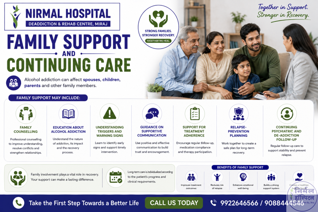 Trusted Alcohol Addiction Treatment Near Me | Nirmal Hospital Family Support and Continuing Care