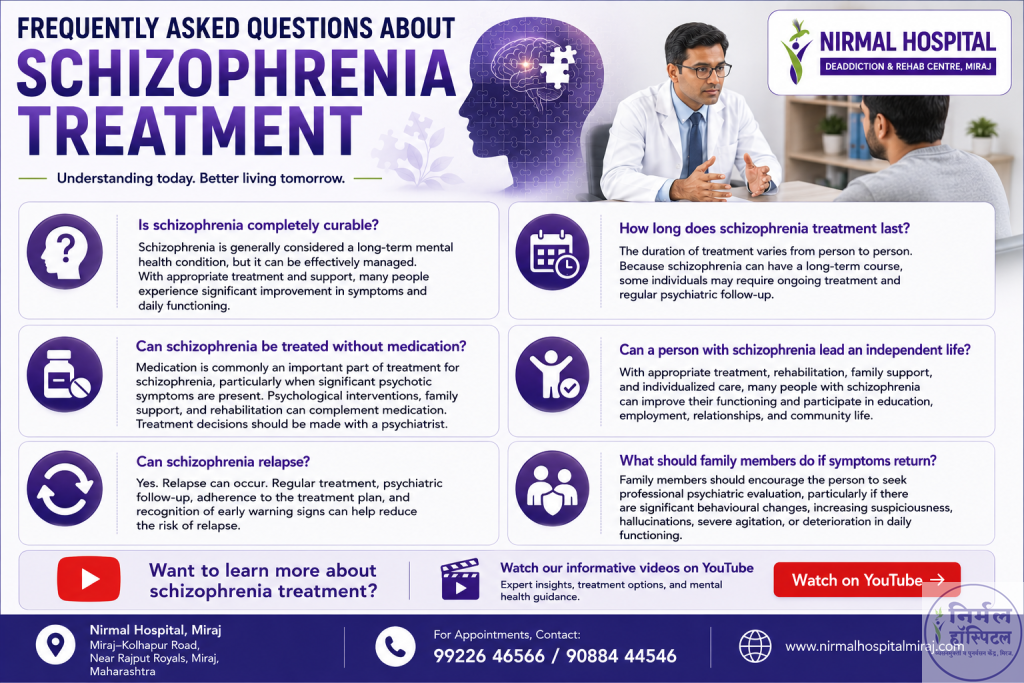 1.Ultimate Guide to Schizophrenia Treatment: Medication, Therapy & Care | Nirmal Hospital Frequently Asked Questions About Schizophrenia Treatment